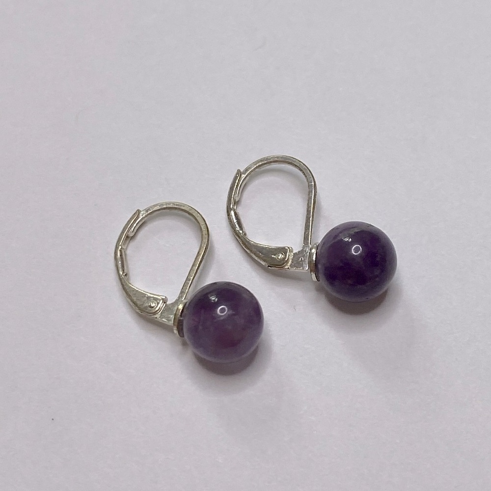 Dangly Purple Bead Earrings